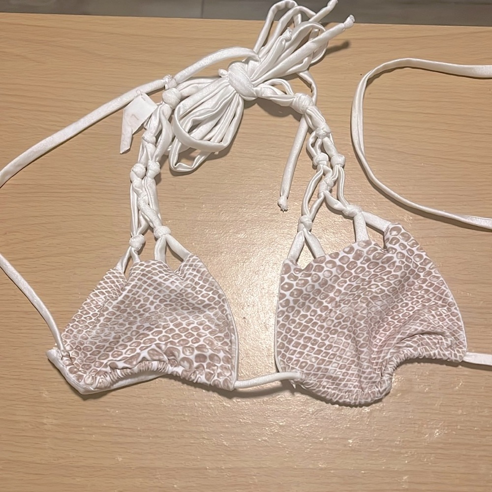 Lagos Bikinis Swim SMALL snakeskin brown top triangle
